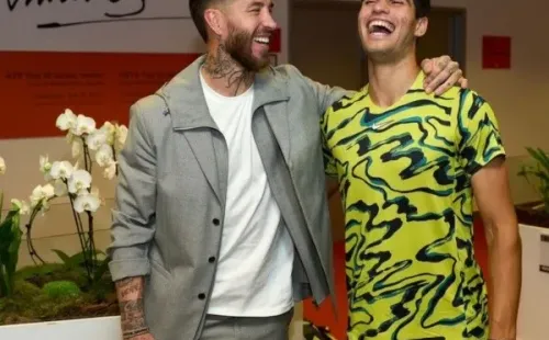 Sergio Ramos, uno que sabe de ser campeón en Madrid, visitó a Carlos Alcaraz y le dio la suerte. | Foto: Instagram Madrid Open