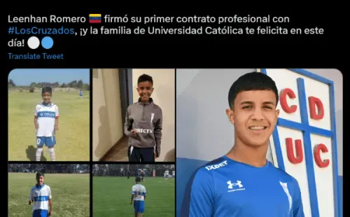 Leenhan Romero firmó su primer contrato profesional en la UC. (Captura).