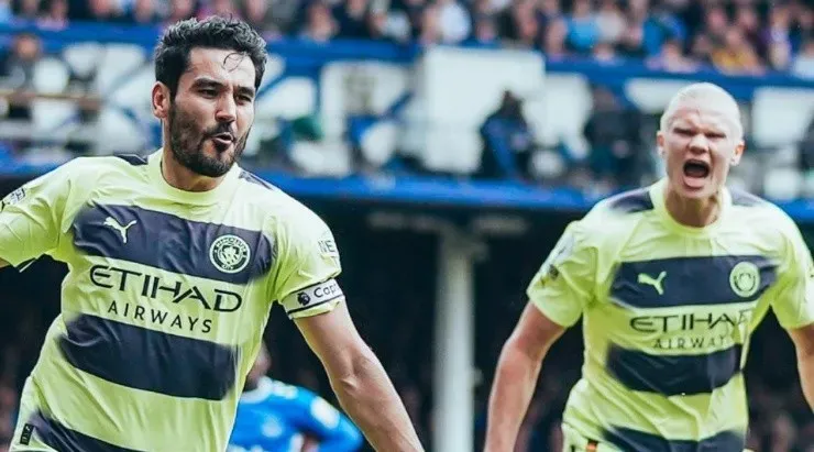 Gündogan y Haaland comandaron el triunfo del City ante Everton. Foto: Comunicaciones Man. City.