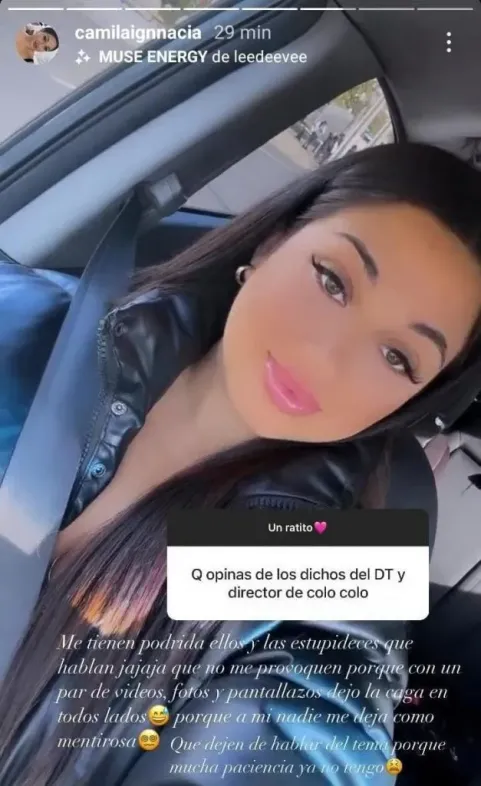 La publicación de Camilia Sepúlveda, la ex pareja de Jordhy Thompson, atacante de Colo Colo | Foto: Captura.