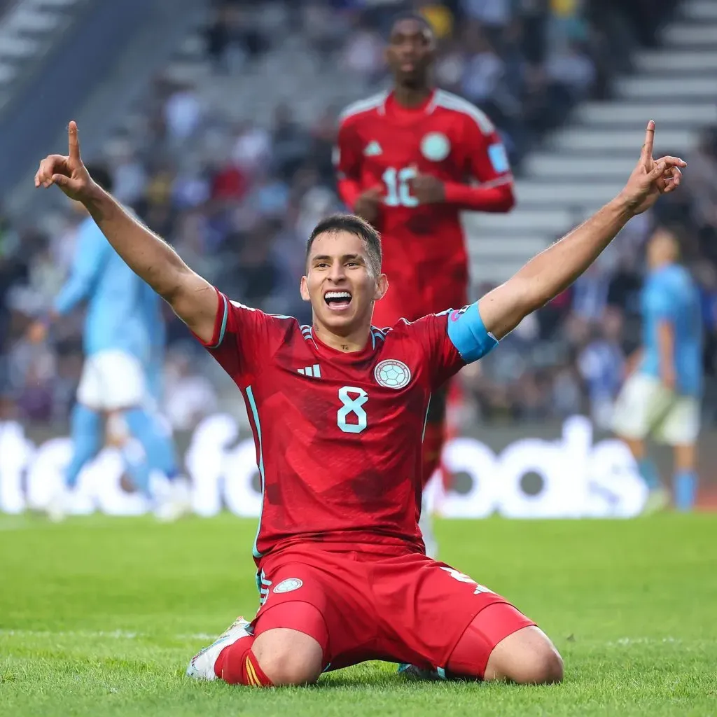 Gustavo Puerta celebra su gol sobre la hora en el triunfo de Colombia sobre Israel en el Mundial Sub-20 | Twitter: @fifaworldcup_es
