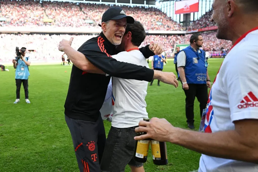 Thomas Tuchel, el DT del Bayern Múnich, tras conquistar la Bundesliga. La fiesta apunta a ser eterna en el Gigante Bávaro. (Matthias Hangst/Getty Images)