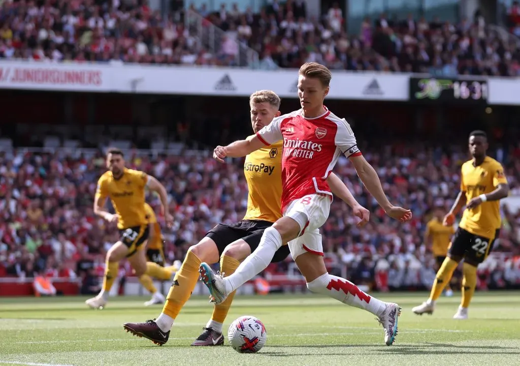 Arsenal golea al Wolves en la final de temporada de la Premier League (Photo by Catherine Ivill/Getty Images).