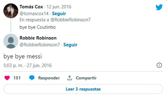 El polémico tweet de Robbie Robinson.