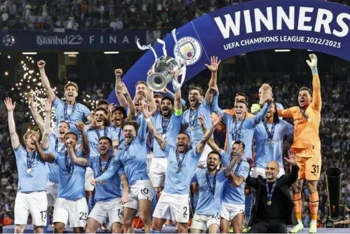 Así fue el festejo del Manchester City tras conseguir la primera Champions League de su historia. (Getty Images).