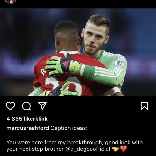El mensaje que Rashford le dejó a David de Gea. | Foto: Captura.