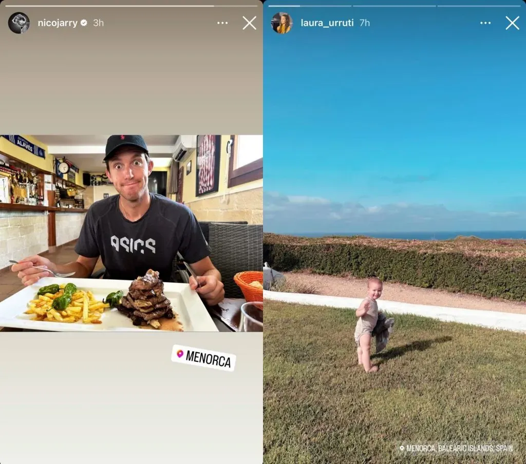 La comida de Nico Jarry y su hijo Juanito disfrutando en Menorca. | Foto: Instagram
