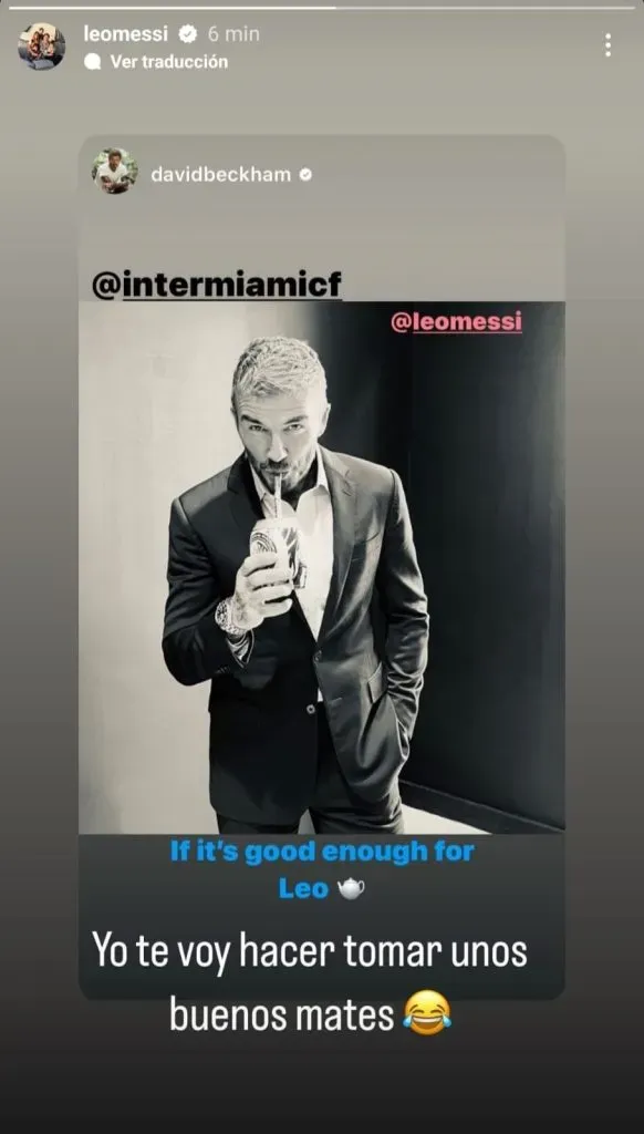 Lionel Messi le responde a David Beckham tomando mate (Instagram)