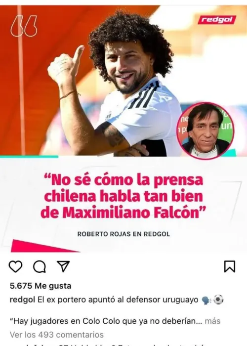La respuesta de Maximiliano Falcón tras las críticas de Rojas en Colo Colo. | Foto: Captura.