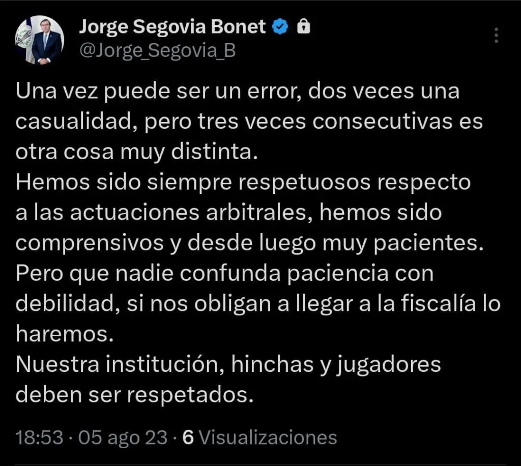 El polémico tweet de Jorge Segovia (@Jorge_Segovia_B)