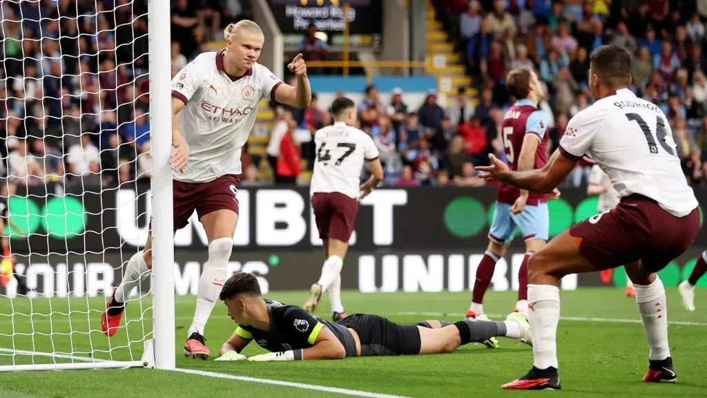 Haaland anotó en apenas 3 minutos su primer gol en la nueva temporada con el Manchester City. Foto: Getty Images.