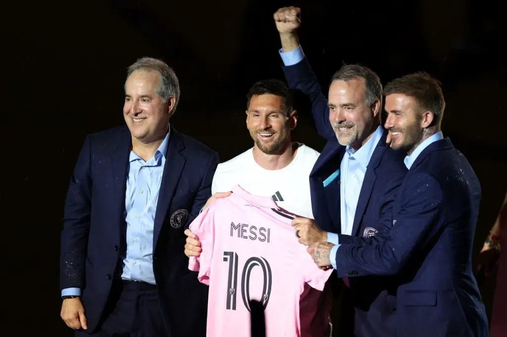 Lionel Messi en su presentación en Inter Miami (Getty Images)