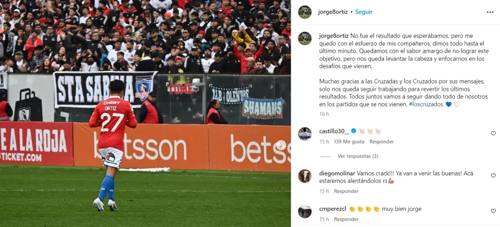 El desahogo de Jorge Ortiz tras sus minutos en el Monumental. (Captura Instagram).