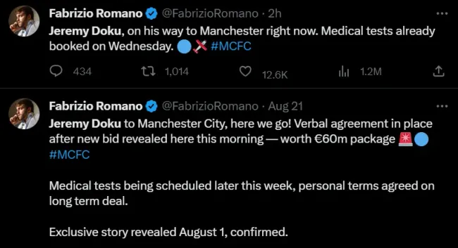 Captura Twitter Fabrizio Romano.