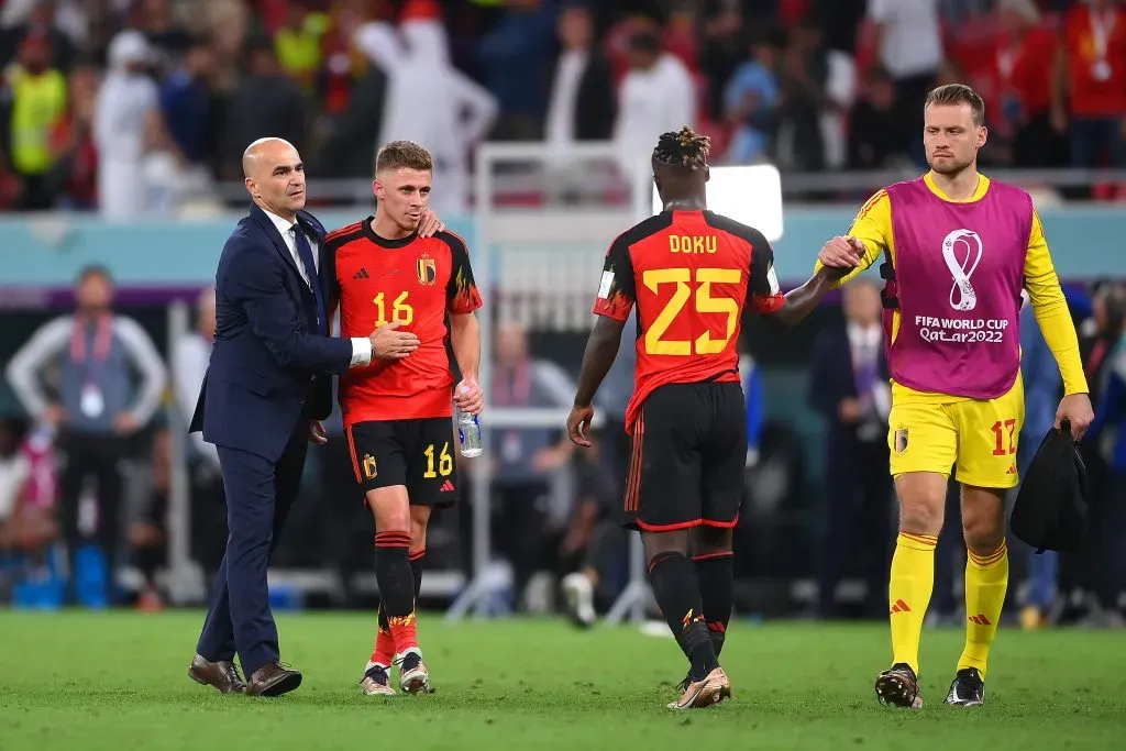 Jérémy Doku tras la eliminación de Bélgica en el Mundial de Qatar 2022. (Laurence Griffiths/Getty Images).