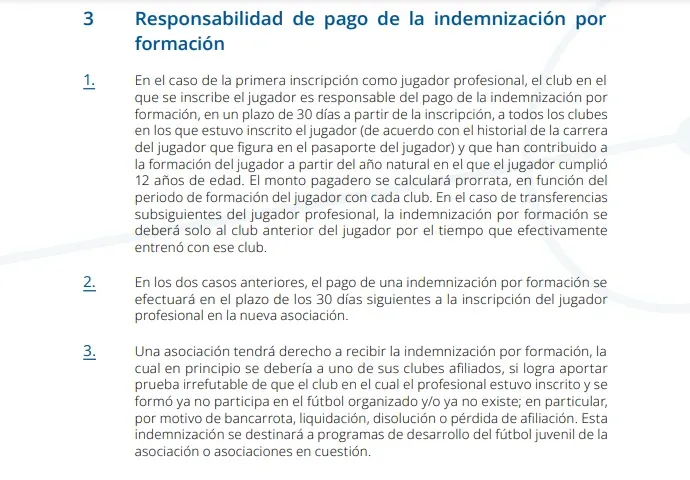 Captura Reglamento sobre el Estatuto y la Transferencia de Jugadores.