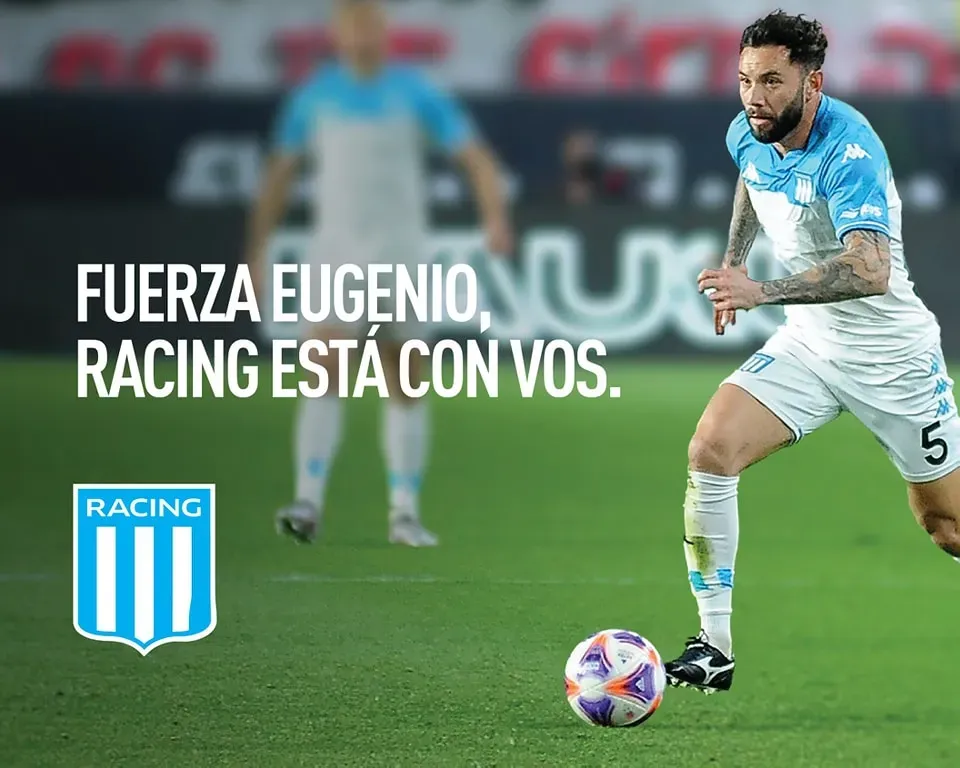Publicación de Racing para Eugenio Mena. Imagen: Racing.