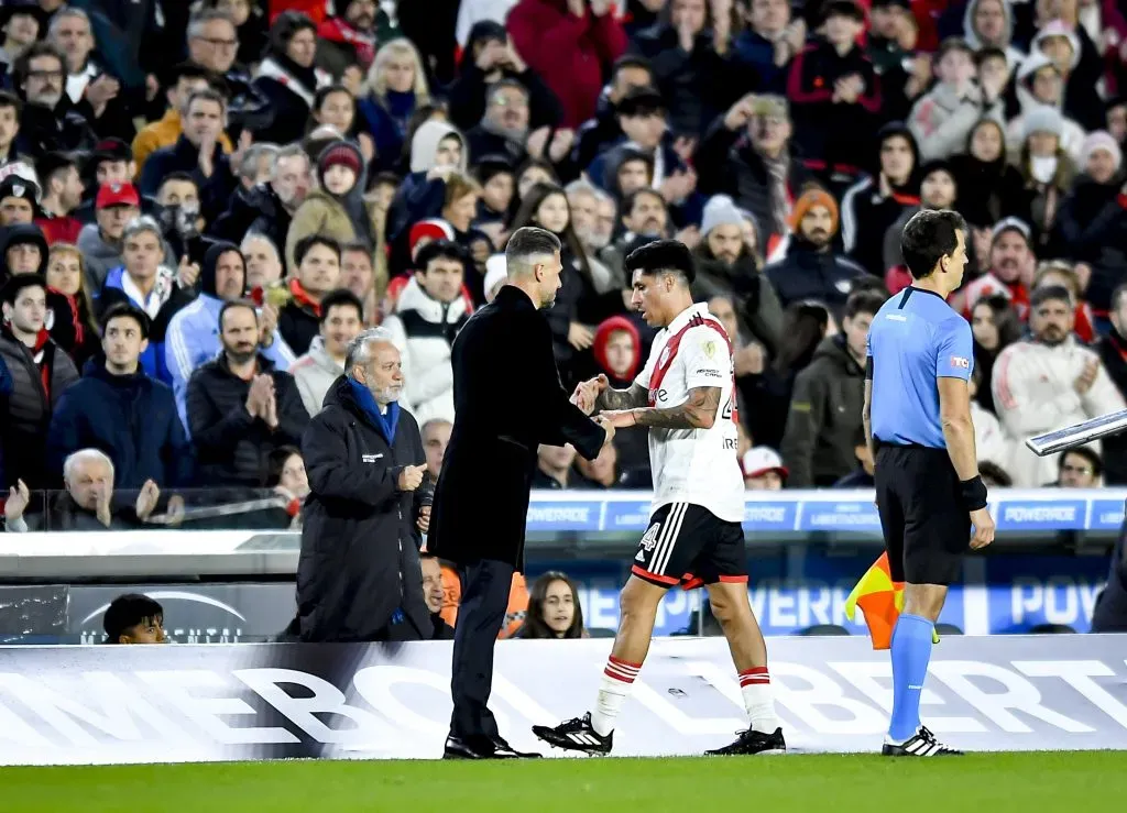 Martín Demichelis y Enzo Pérez, dos que conversaron en la interna de River Plate para resolver problemas. (Marcelo Endelli/Getty Images)