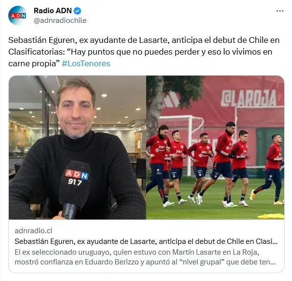 Sebastián Eguren habló de La Roja de Berizzo (Twitter: @adnradiochile)