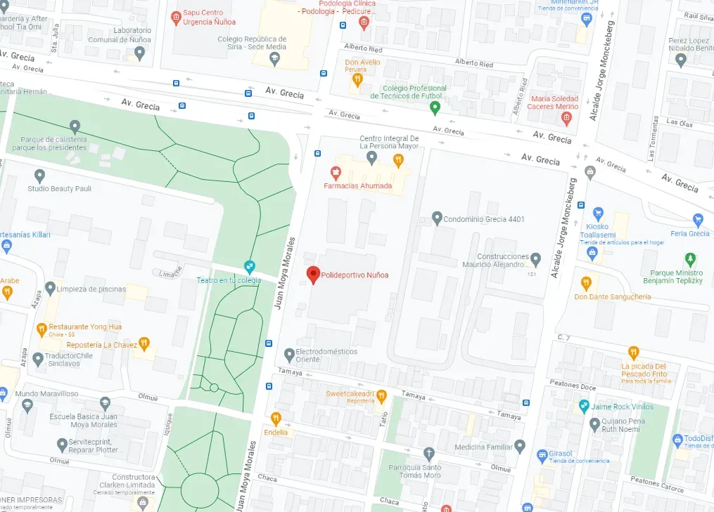 Te ayudamos con la ubicación del Polideportivo de Ñuñoa, sede de la Final Nacional de Red Bull Batalla. Foto: Google Maps.