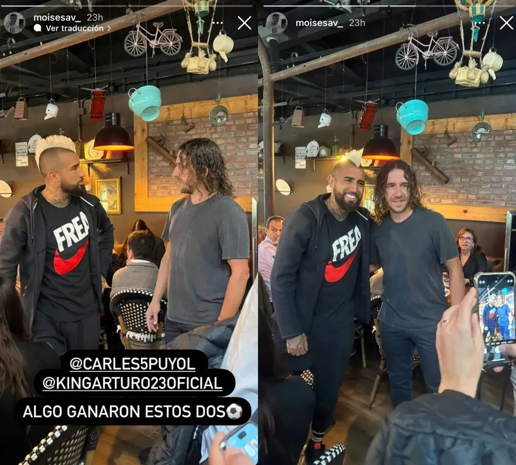 Vidal compartió una grata reunión con Puyol en nuestro país. | Foto: Instagram