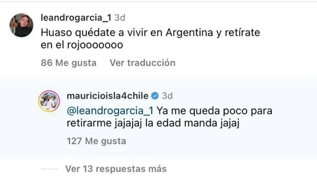 La respuesta de Mauricio Isla a hincha de Independiente (Captura)