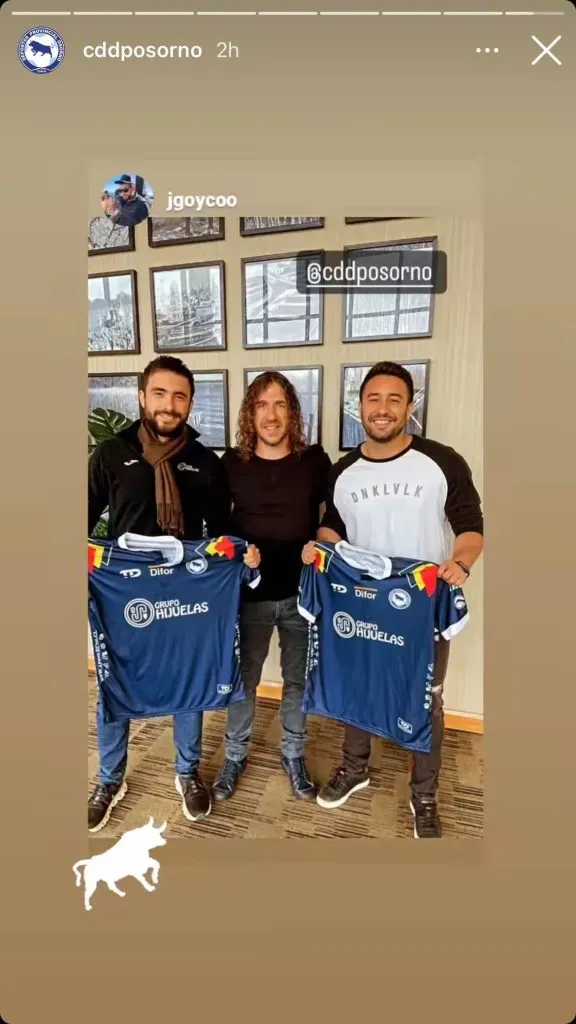 Deportes Provincial Osorno mostró en Instagram la visita de Carles Puyol.