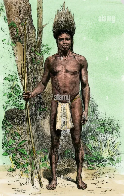 Representación de un hombre taíno, según la descripción de los primeros exploradores del Nuevo Mundo