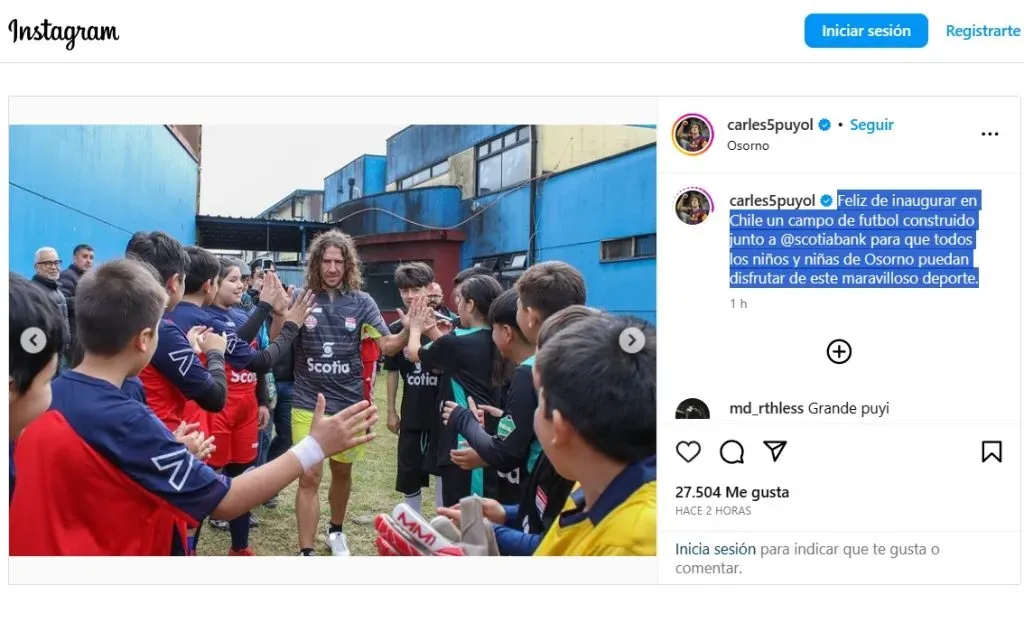 Carles Puyol y su posteo por Instagram