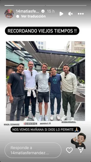 De izquierda a derecha: Nazareno Fernández, Diego Godín, Gonzalo Rodríguez, Matías Fernández y Sebastián Viera. | Foto: Instagram