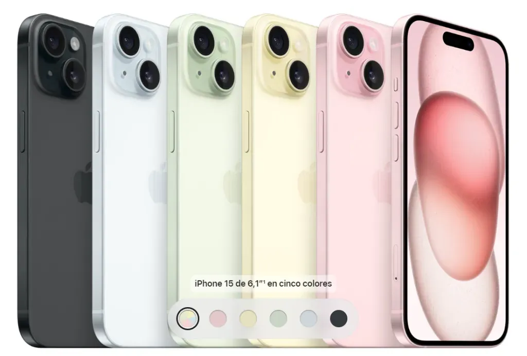 Así se ve el iPhone 15 en sus cinco colores distintos