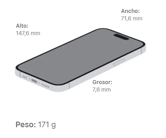Medidas y peso del iPhone 15