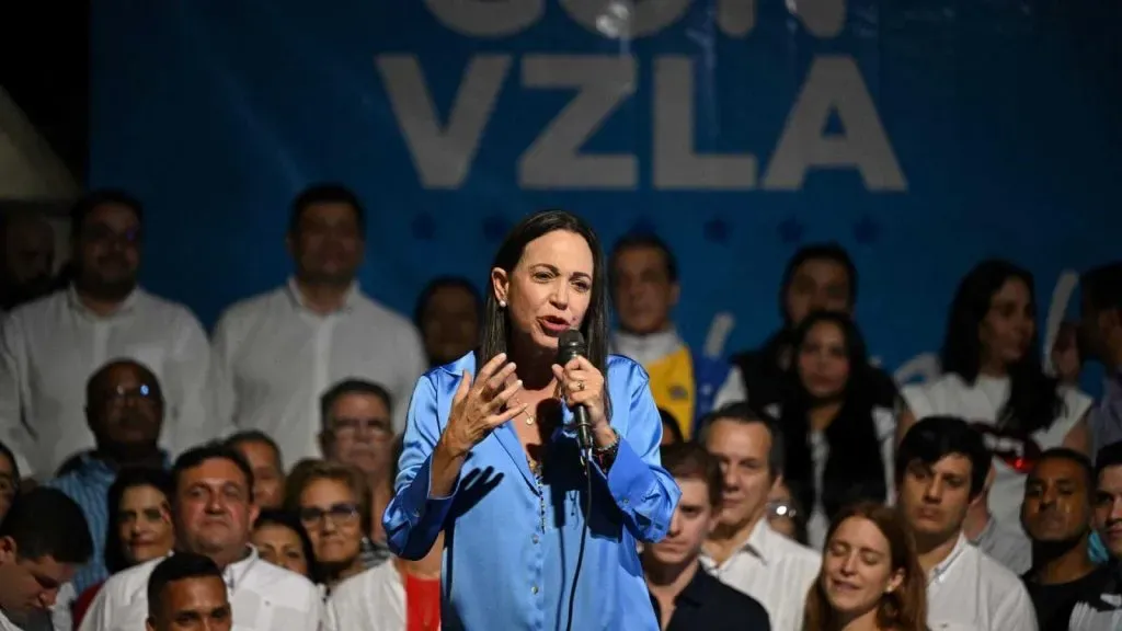 María celebrando los resultados de las elecciones (AFP/Federico Parra)