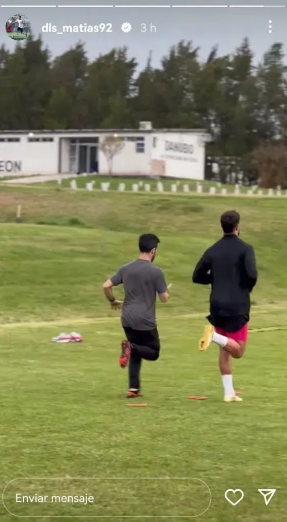 Matías de los Santos y una sesión en el centro de entrenamiento de Danubio. (Captura Instagram).