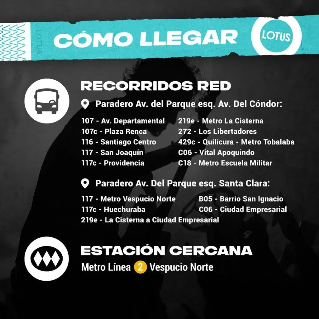 Estos son los recorridos para llegar en micro al concierto. Foto: Lotus