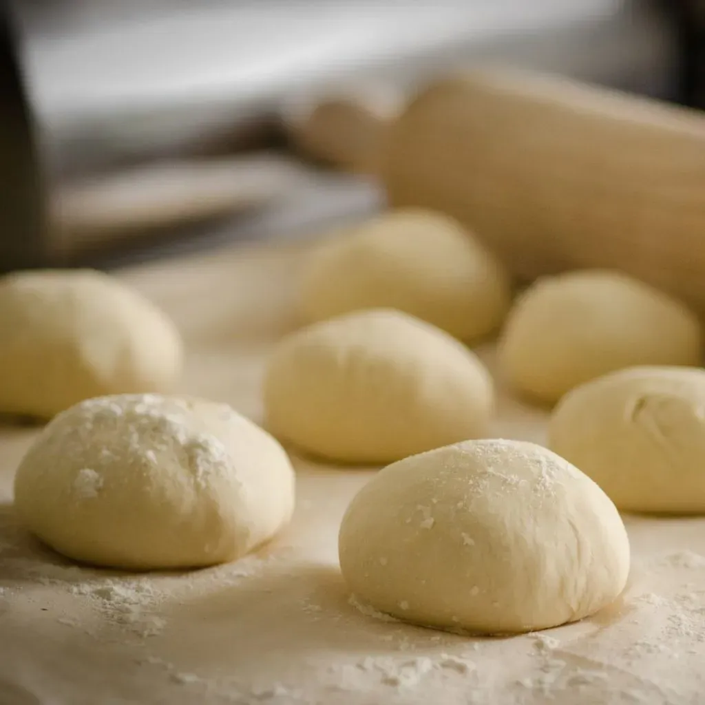 Masa de pan pita dividida en porciones