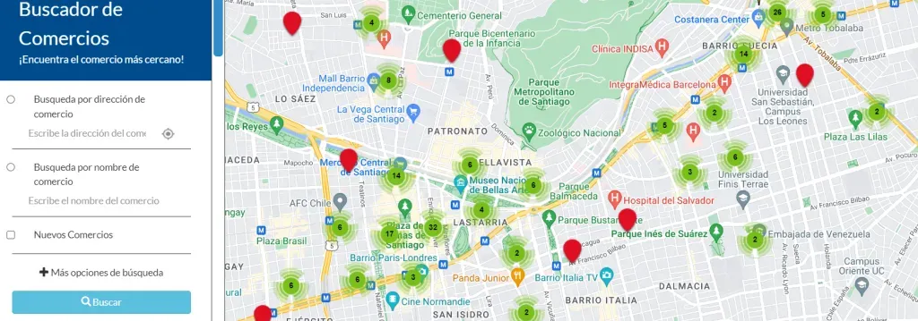 El buscador de comercios de Tarjeta Junaeb.