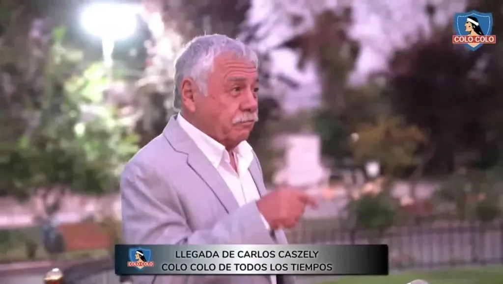 Carlos Caszely en su arribo a la fiesta de los 30 años de Colo Colo de todos los tiempos. Foto: Captura Youtube.