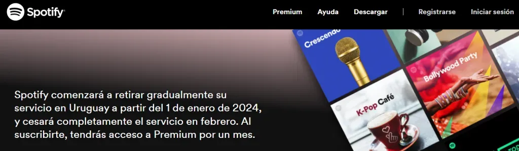 El mensaje de Spotify en Uruguay