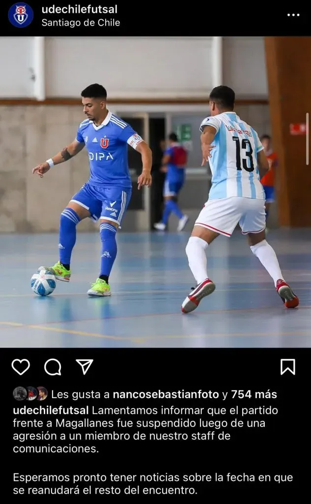 La U Futsal comunicó lo sucedido por su Instagram.