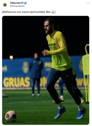 El mensaje de Villarreal a Ben Brereton Díaz. Foto: Twitter.