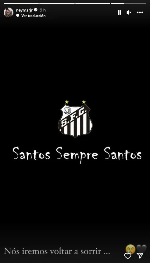 El mensaje de Neymar en redes sociales tras el histórico primer descenso del Santos.