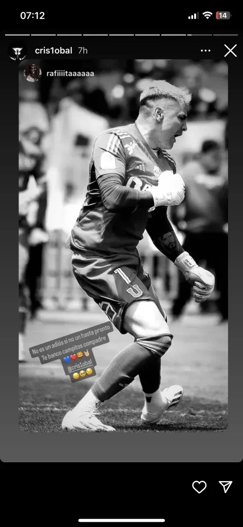 Los mensajes de Campos en Instagram