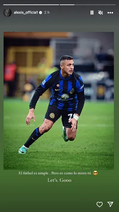 Uno de los mensajes de Alexis Sánchez en redes sociales. Foto: Instagram.