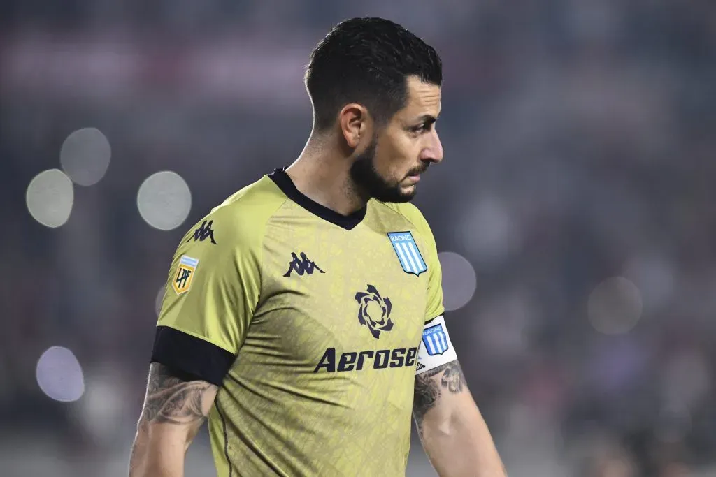 Gabriel Arias jugó 48 partidos en Racing Club durante 2023: recibió 54 goles y en 13 oportunidades dejó su portería imbatida. (Rodrigo Valle/Getty Images)