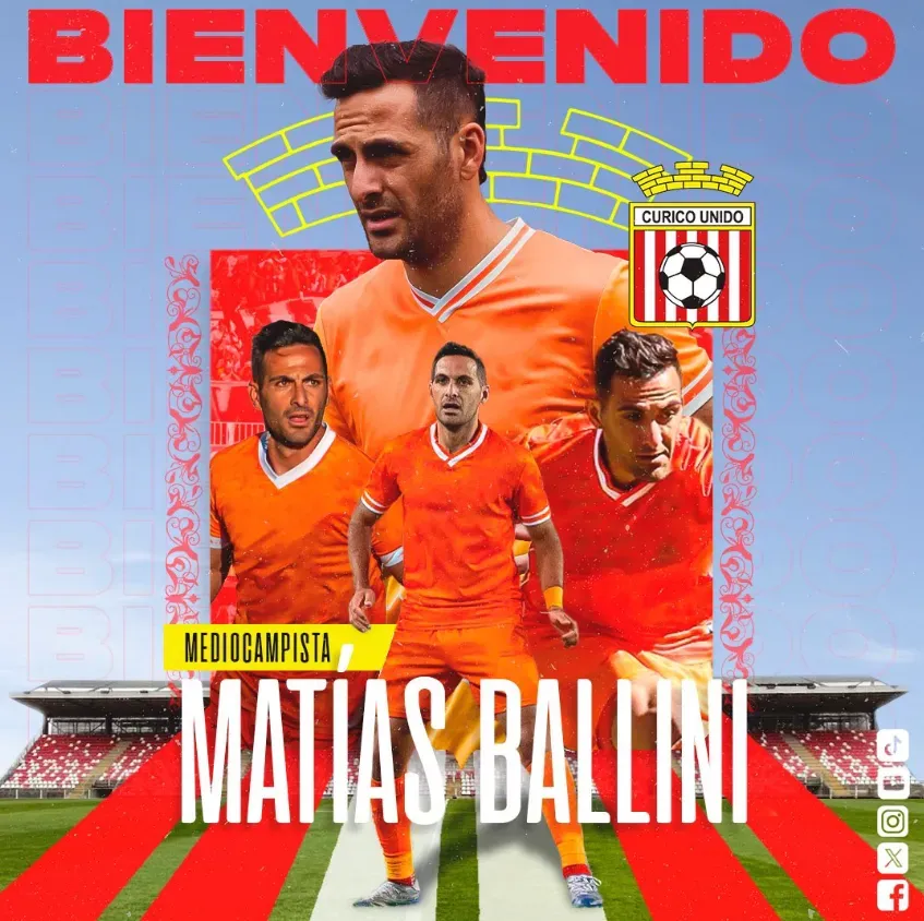 La gráfica para anunciar a Matías Ballini como refuerzo. (Foto: Curicó Unido).