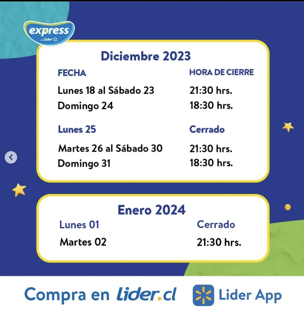 Horarios Express Líder