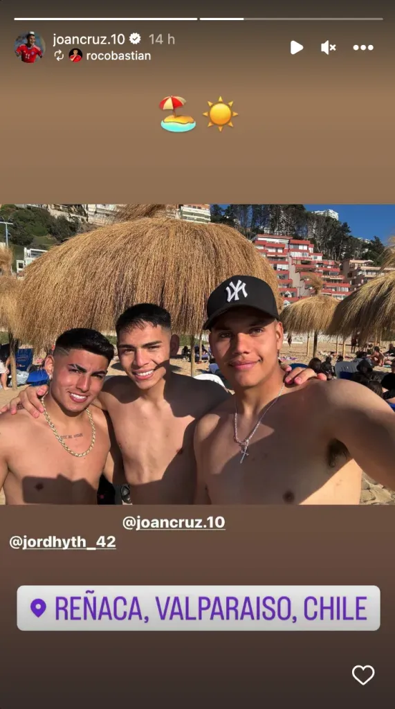 Jordhy Thompson partio a Reñaca el primer día del 2024. | Foto: Instagram joancruz.10