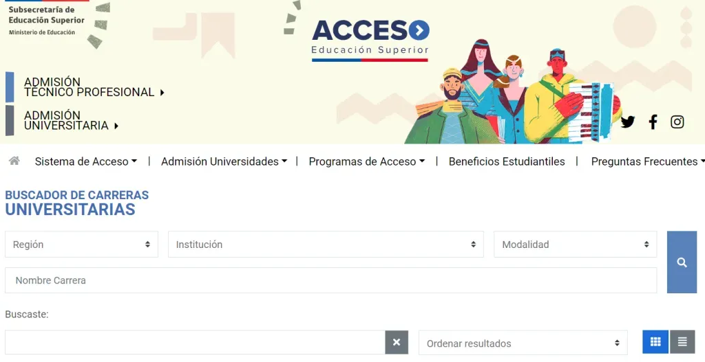 El portal de consulta del Mineduc