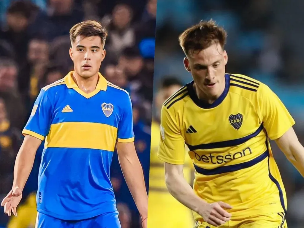 Aaron Anselmino y Jabes Saralegui, los dos jugadores que Almirón quiere traerse a Colo Colo desde Boca Juniors. | Foto: Getty Images.